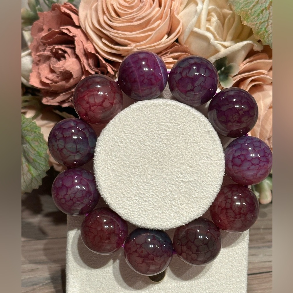Purple Dragon Vein Agate Bracelet 20mm Size 6.5